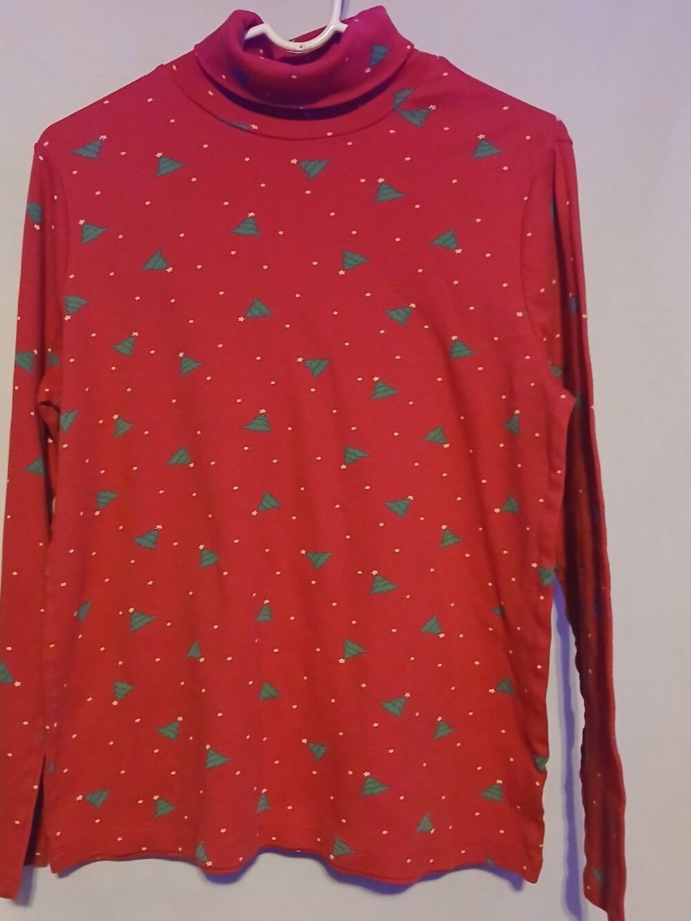 White Stag Red Christmas Tree Turtleneck Women's XL Long Sleeve Holiday Top